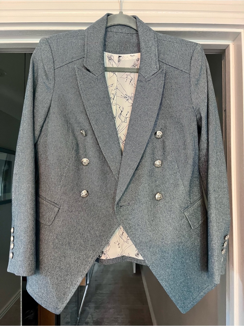Double-Breasted Blue Tailored Blazer